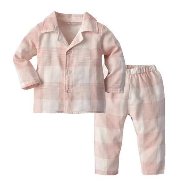 

tem doger baby boys girls clothing sets cotton plaid long sleeve +plaid trousers 2pcs suit casual outfits kids track, White