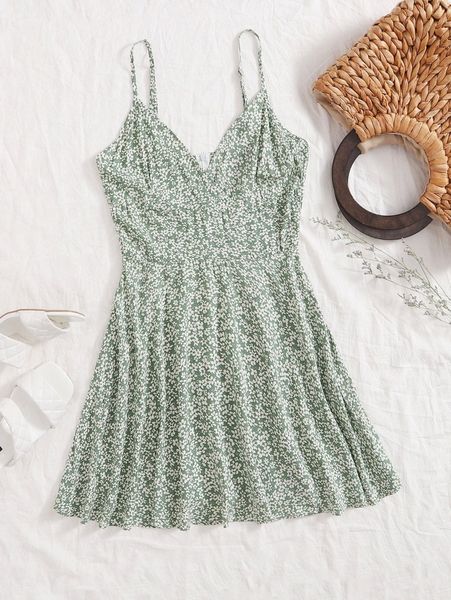 

ditsy floral cami dress 23mn#, Black;gray