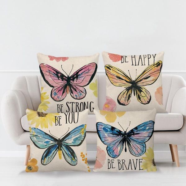 

pillow case 4 pcs pattern cushion cover flax 45x45cm pillowcase cojines decorativos para home bedroom sofa decor