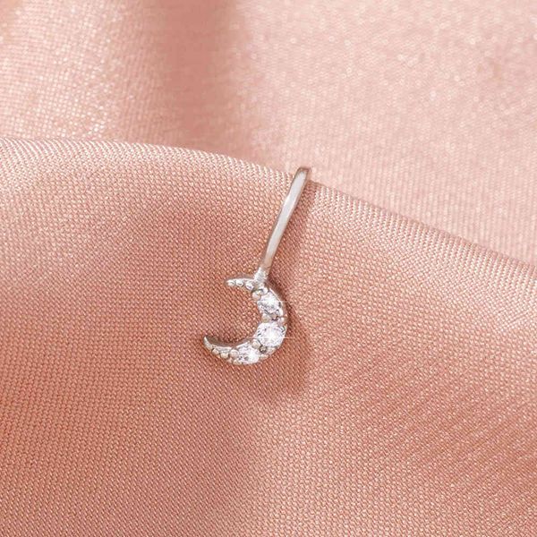 

ins new jewelry micro inlaid zircon ring exquisite silver moon nail nose clip female