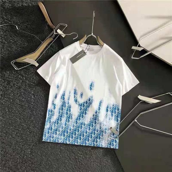 

men's t shirts 2021 summer tide brand gradient printing letter round neck casual short-sleeved t-shirt, White;black