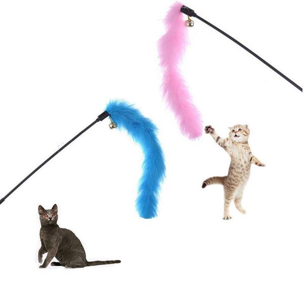 

cat toys funny stick colorful feathers tease kitten interactive pet for playing toy supplies random color