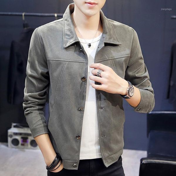 

men's jackets autumn and winter fashion handsome soft men personality suede streetwear all-match youth original slim designer coats, Black;brown