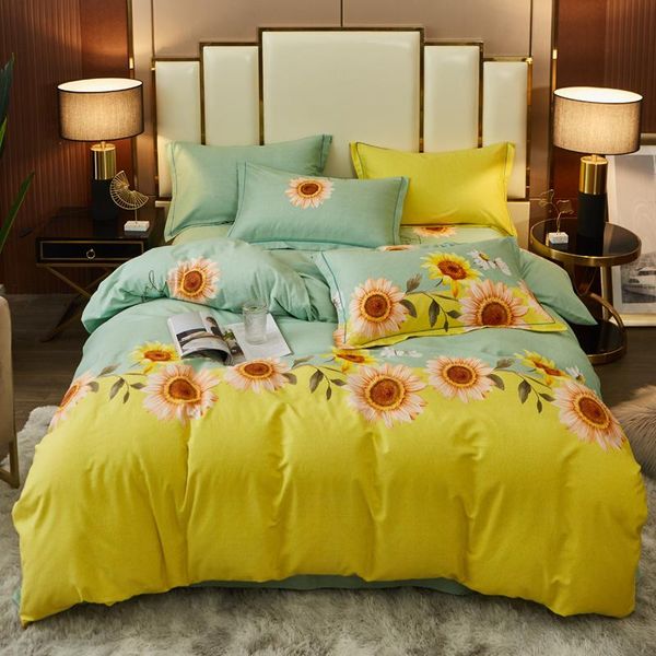 

bedding sets 4pcs set sanding duvet cover bed linen 100% cotton printing twin full  king thickening autumn winter