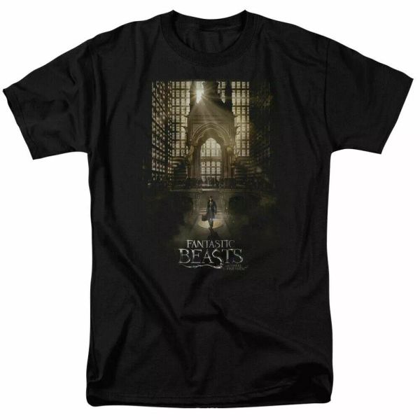 

fantastic beasts poster t shirt mens licensed fantasy movie tee black, White;black
