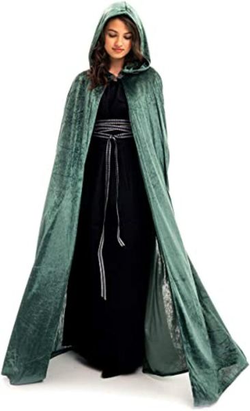 

women's swimwear black hooded cape deluxe velvet cloak with lined hood, White;black