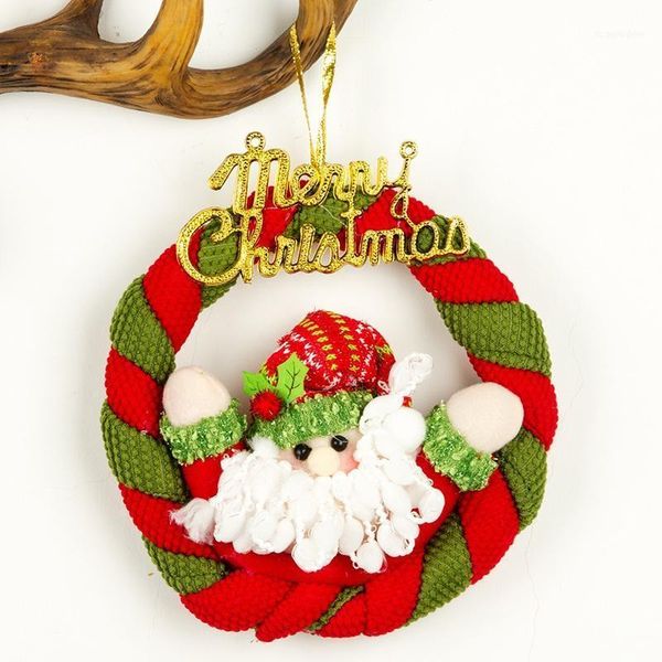 

christmas decorations decorative wreath pendant garland with plush doll holiday door wall window hanging snowman ornaments kerst decoratie1