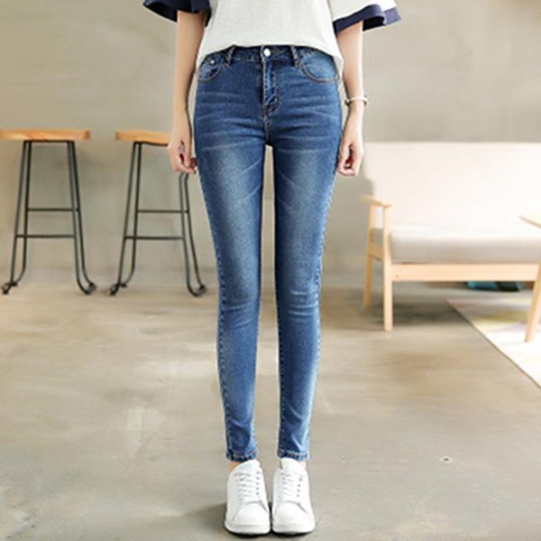 

Women's Jeans Mom Women With High Waist Pants Winter Stretch Skinny Woman Plus Size Denim Pencil Femme Cotton ZQ07, Blue