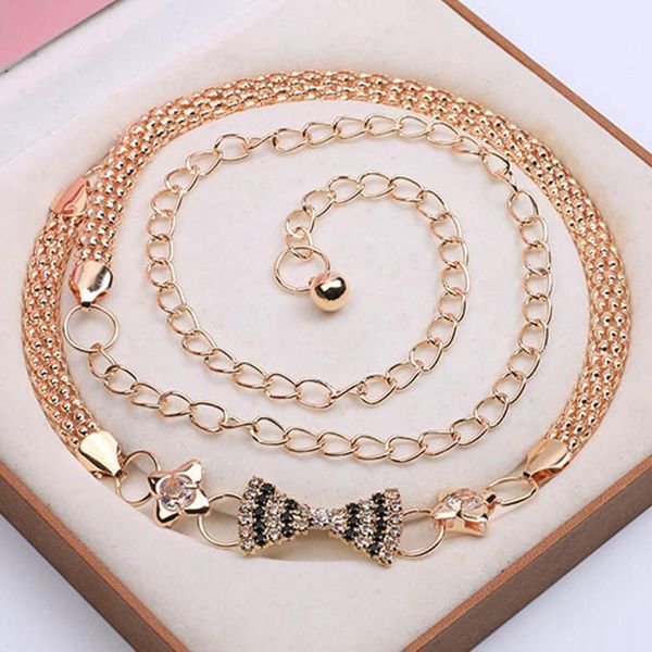 

belts fashion elegant chain belt body for women dress metal party belly waist jewelry accessories 25#, Black;brown
