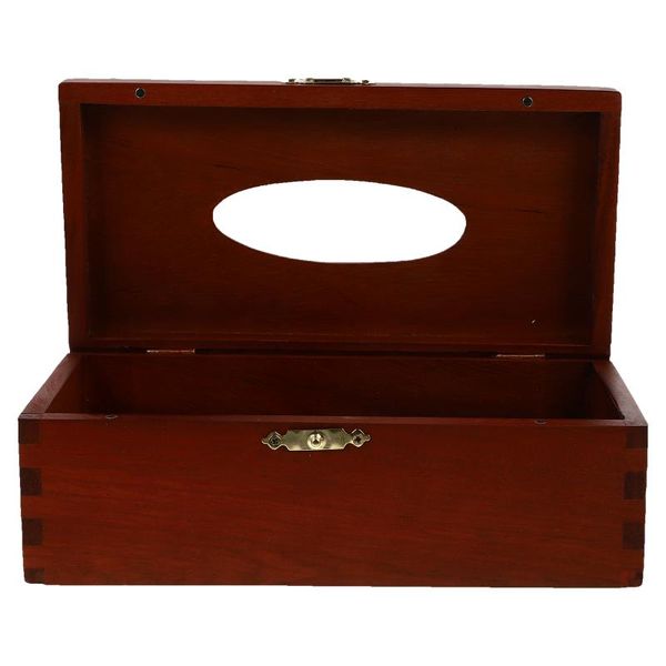 

tissue boxes & napkins 1pc creative box household holder wood napkin (dark red)