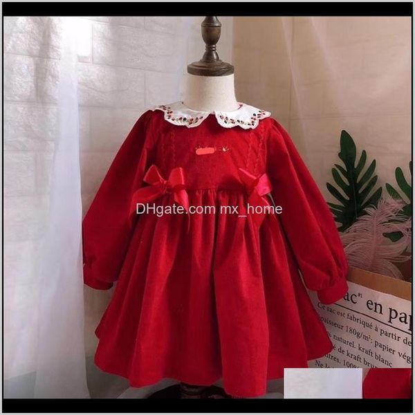 Vestidos roupas bebê crianças maternidade entrega entrega 2021 07y bebê outono inverno vermelho veet manga longa vintage vestido vestido de vestido