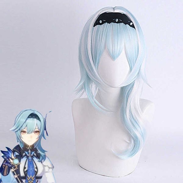 

lord shengda original god youla cos wig blue pick white upturned micro curl cosplay animation fake hair, Black