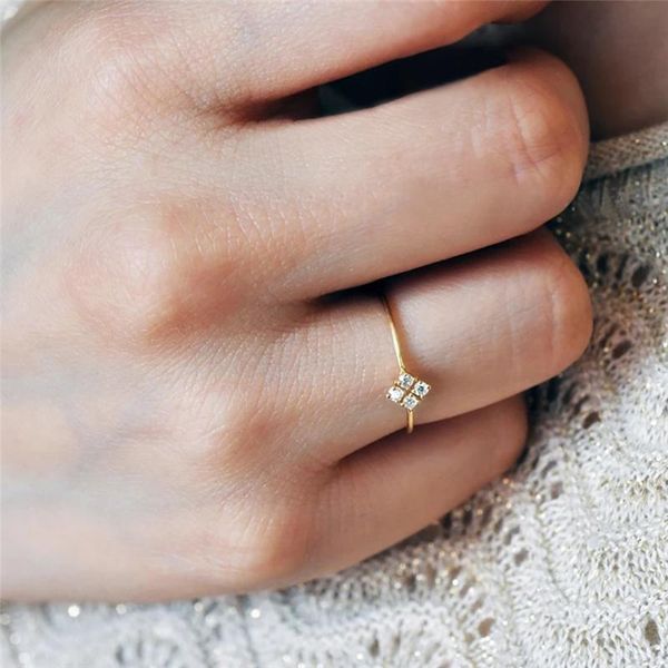 

wedding rings female small thin cubic zircon ring for women fashion gold filled cz promise engagement jewelry z4, Slivery;golden