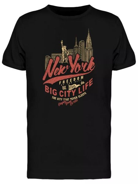 

new york om big city slogan men's tee -image by shutterstock, White;black