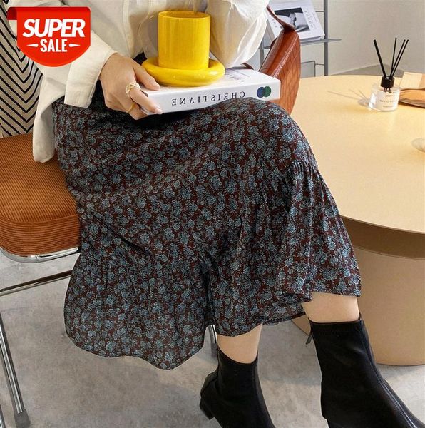 

zhi chenxi [ordering meeting] literary style floral high waist skirt women mid-length mermaid 1919 #sy2n, Black;gray