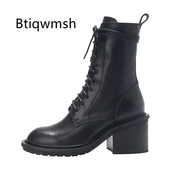 

boots cool motorcycle women round toe black real leather high heel female fashion ankle