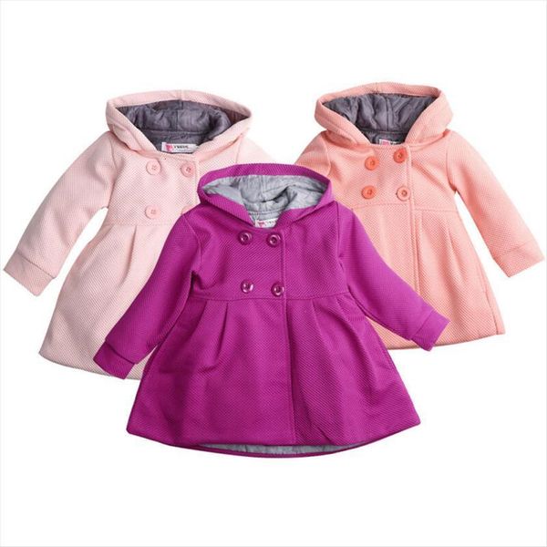 

baby girl hooded trench coat fall winter windbreaker parka jacket kids outerwear support wholesale, Blue;gray