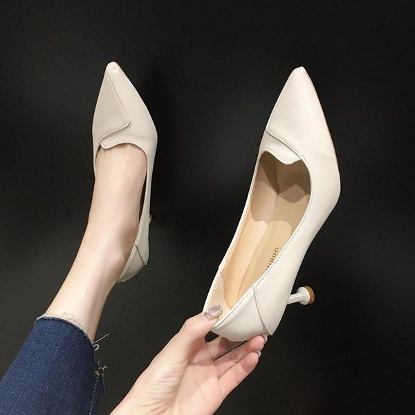 

high heels shoes woman basic pumps slip on solid shallow work shoe fashion women dress, Black