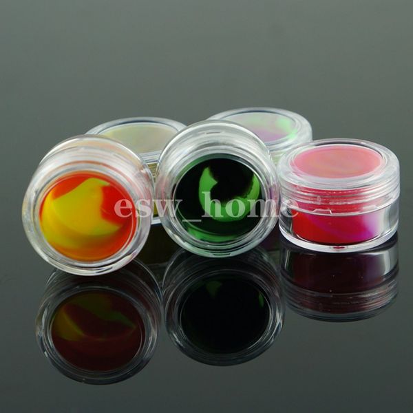 

packing bottles 5ml storage pocket size silicone oil container and non stick slick oil dab wax jar with acrylic transparent case