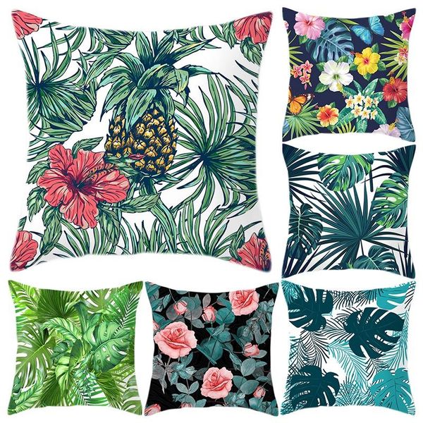 

pillow case square cover tropical leaf printed pillowcase green plant sofa back cushion throw for home bedroom office decor