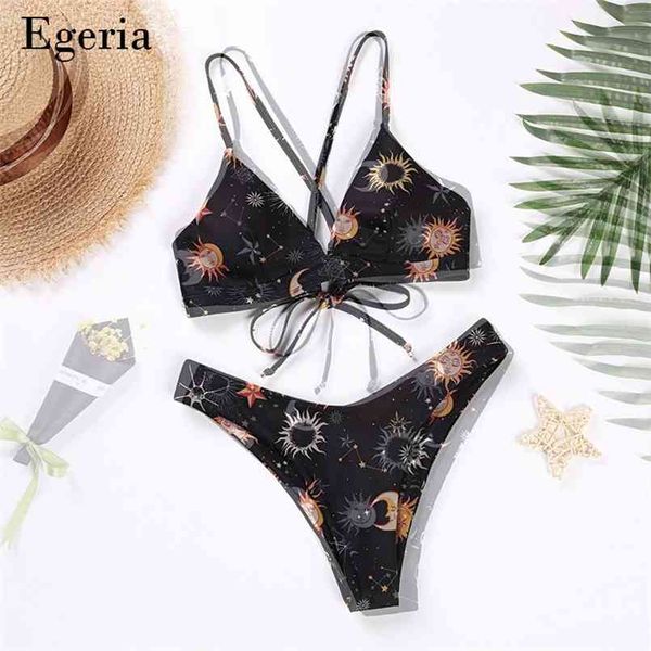 Damenschwimmanzug Push Up Bandeau Bikini Niedrige Taille Beachwear Zweiteilige Trennungen Gedruckt Set Sexy Exotic Swimsui 210722