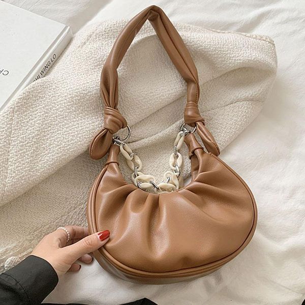 

evening bags women's handbags 2021 fashion folds underarms shoulder large capacity dumpling type chain pu leather solid