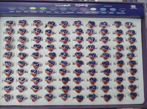 

peach heart mood ring emotion color changing adjustable rings 100pcs/lot, Silver