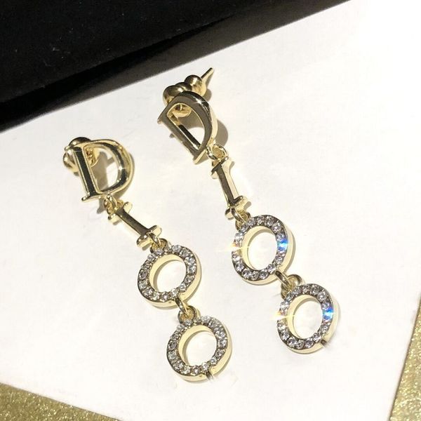

70% off luxury jewelry dijia 2021 new women's simple french letter tassel earrings high version brass material, Golden