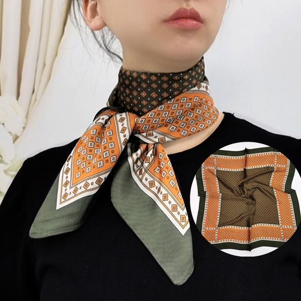 

scarves 2021 female silk neck scarf square hair foulard head brand shawls and wraps neckerchief bandana hijab 70*70cm, Blue;gray