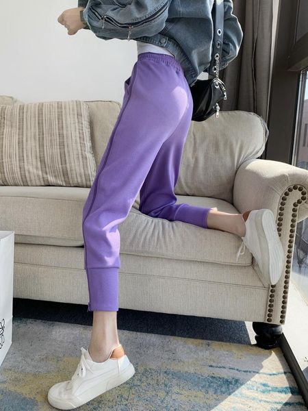 

fashion side zipper casual ankle-length harem pants plus size(-xl)women summer high waist solid loose drawstring trousers women's & ca, Black;white