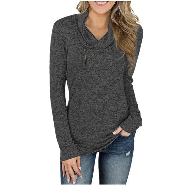 

women's hoodies & sweatshirts solid color long sleeved pullover zipper all match slim fit large size style autumn and winter casual, Black