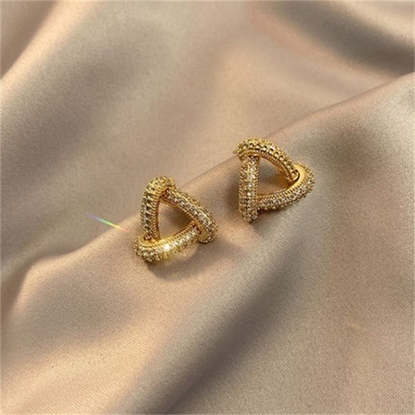 

three dimensional full diamond earrings 2021 new fashion silver needle inlaid with zircon temperament earrings versatile, exquisite, Black