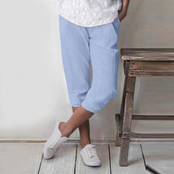 

women's pants & capris summer women solid drawstring calf-length elastic waist harem casual comfy mid joggers pockets, Black;white
