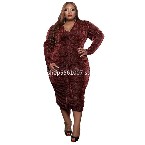 

winter plus size clothing for women high waist dresses birthday dress draped vintage bodycon wholesale drop ethnic, Red