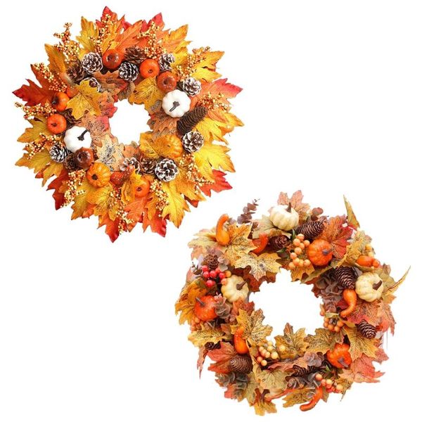 

decorative flowers & wreaths thanksgiving berry pumpkin wreath holiday garland round shape door festival party front decor household