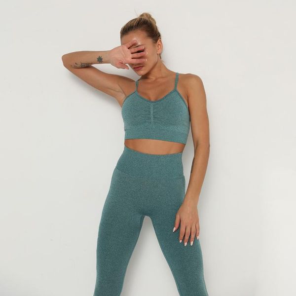 

yoga outfit 2 pcs/set women seamless sets fitness sports suits breathable soft gym clothes running leggings workout set vest+pants