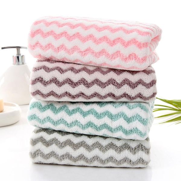 

towel [cloud-like comfort] fu runzi coral fleece striped soft large bath men and women absorb water without lint