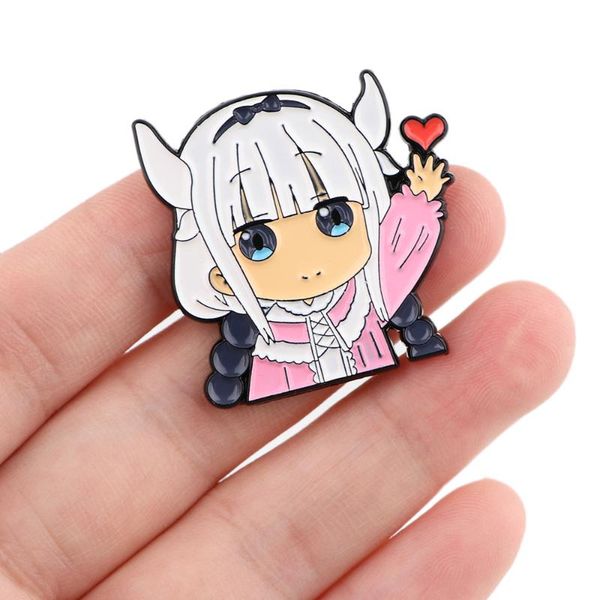 

pins, brooches lt1062 cute anime miss kobayashi's dragon maid enamel pin lapel for badge backpacks decoration jewelry gift accessories, Gray