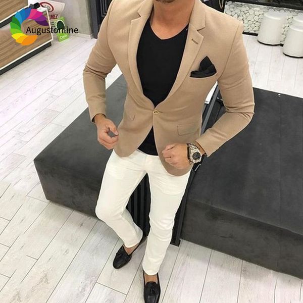 

men's suits & blazers latest coat pants designs classic suit khaki business man with slim fit blazer 2piece jacket prom costume v3, White;black