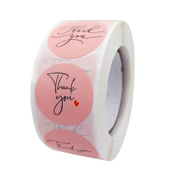 

gift wrap 100 pcs pink coated paper thankyou adhesives label full color printing 2.5 cm diameter circle adhesive sealing sweet sticker
