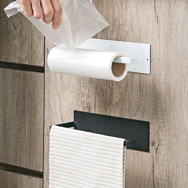Porta asciugamani di carta autoadesivo Accessori per il bagno Sotto l'armadietto Porta rotoli per porta fazzoletti per porta WC