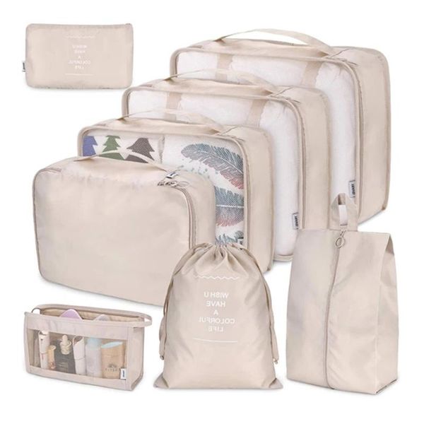 

storage bags 8pcs/set large capacity luggage for packing cube clothes underwear cosmetic travel organizer bag toiletries pouch