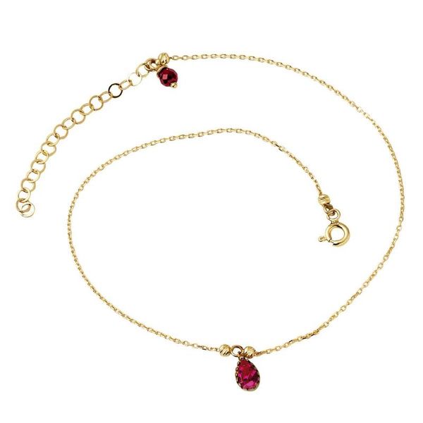 

anklets red cubic zirconia 14 carat gold bangle, Red;blue