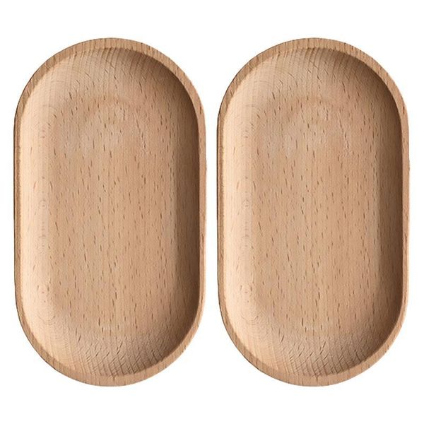 

2pcs beech wood oval tray mini dinne plate household tableware for home shop kitchen storage & organization