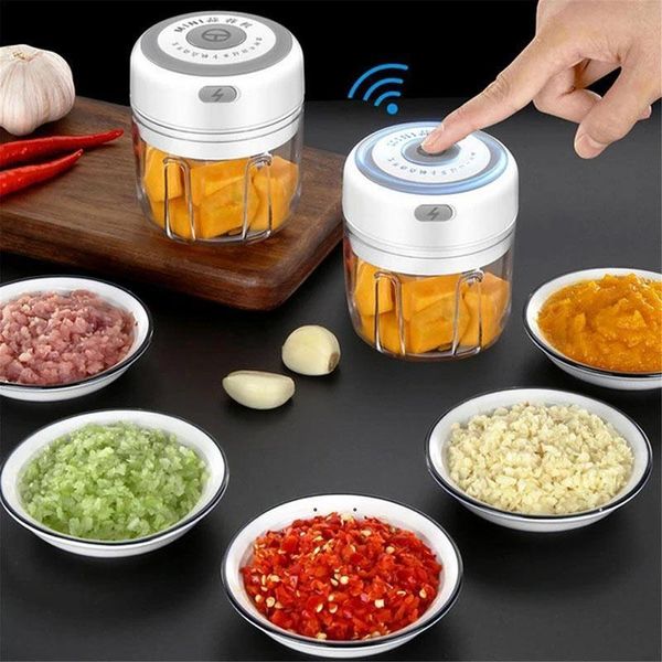 Nova Alho Masher Prensa Ferramenta USB Wireless Electric Capter Legumes Chili Moedor Alimento Capuz Chopper Acessórios EWD5777