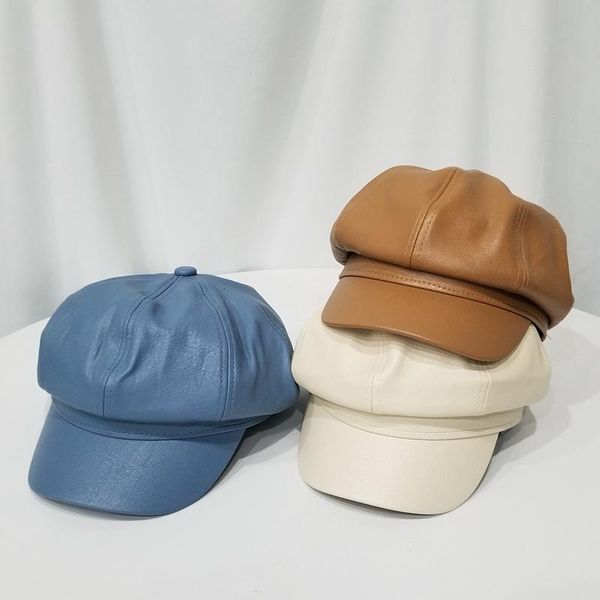 

berets high-quality hat female spring and autumn beret octagonal casual wild retro british korean version of the trend, Blue;gray