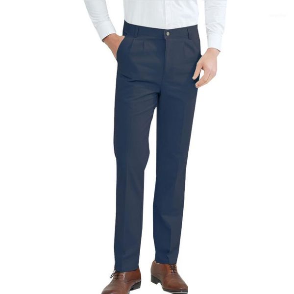 

men's pants 100% cotton quality anti-pilling big size 30-48 soft pleated streight man trousers business formal long casual chino men, Black