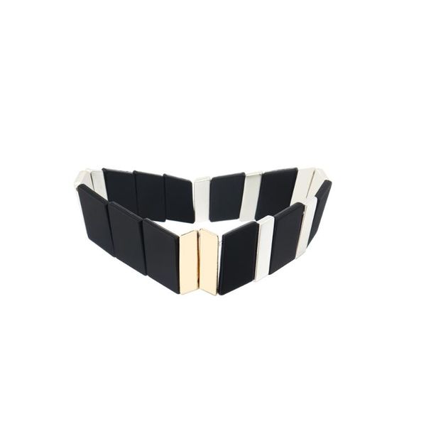 

link, chain enamel bracelets bohemian stretch bangle tile beads elastic handmade bracelet jewelry for women gift, Black