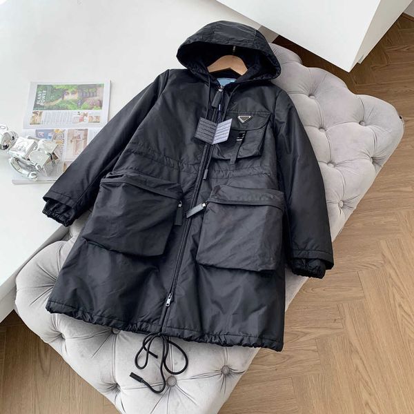 

women's outerwear jacket down coats winter long coat fashion style with belt corset lady slim designer jackets pocket outsize warm park, Black