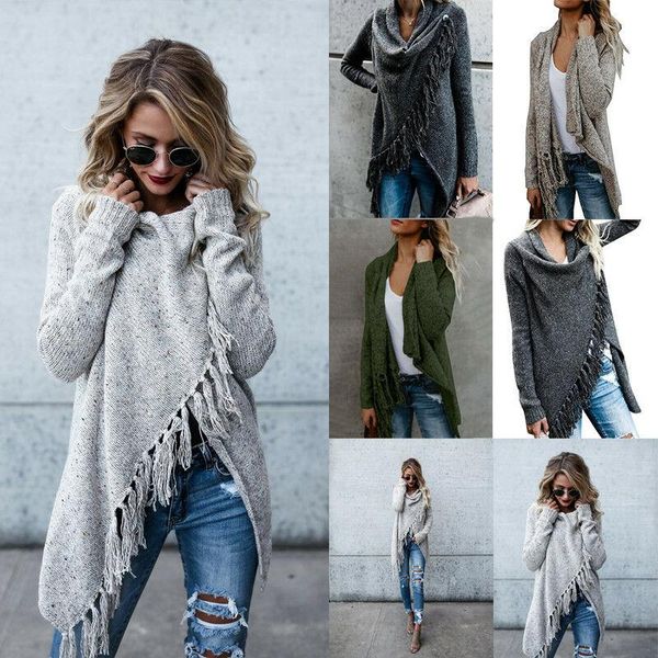 

women's sweaters coat irregular sweater plus women tassels v-neck size knitwear jacket top, White;black